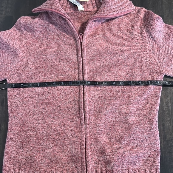 L.A. Blues Pink Gray Speckled Knit 2-Way Zipper Cardigan Sweater Size Medium NWT - Picture 5 of 6